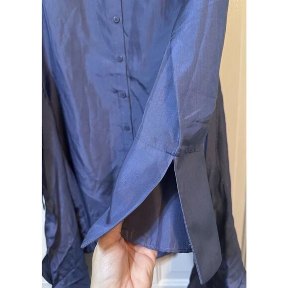 NWT Elliatt Anthropologie Moonlit Blue Silk Button Up Mini Dress Size Small - Picture 11 of 16